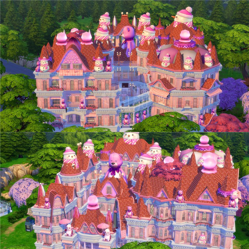 梦幻女王宫殿thesims4模拟市民原创房屋粉色小洋楼别墅浪漫豪宅