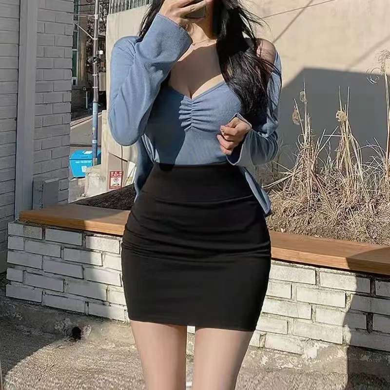 包臀短裙女夏高腰半身裙弹力修身显瘦一步裙打底半裙性感辣妹裙子