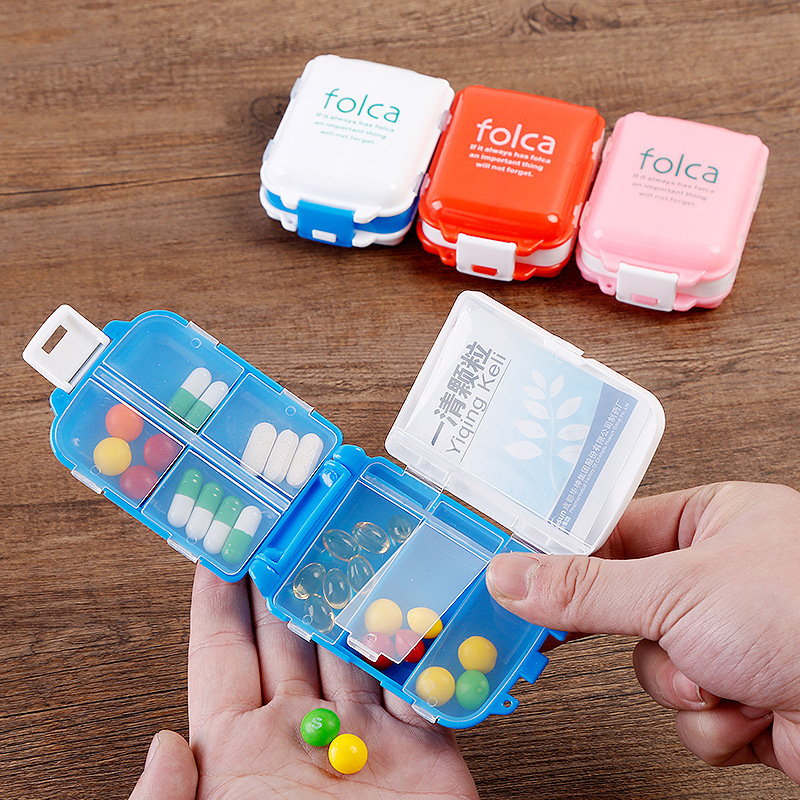 式一周7天8格随身密封小药盒多功能收纳盒大容量三段药盒随身带8