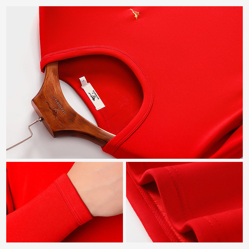 七匹狼马年本命年男士加绒加厚大红色结婚秋衣裤礼保暖内衣套装