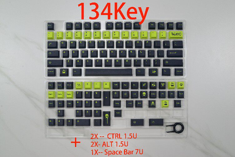 GMK 독성 형광 녹색 색상 5면 승화 키캡 PBT 원래 높이 129 키