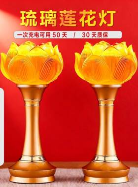 2026新款莲花灯佛前供灯充电LED佛具家用供奉一对供佛灯长明灯