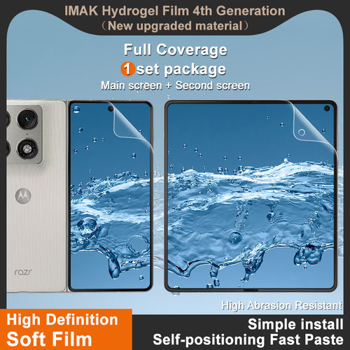 imak适用于摩托罗拉Moto razr Fold 5G水凝盾软膜外屏+内屏手机全屏防爆耐磨保护膜软膜高清屏幕防摔保护贴膜