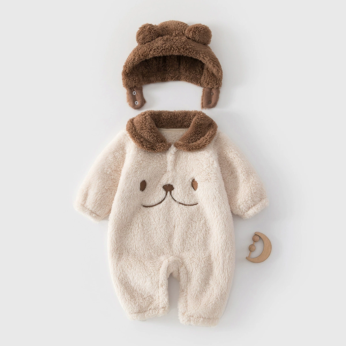 新生儿加绒保暖连体衣外出哈衣