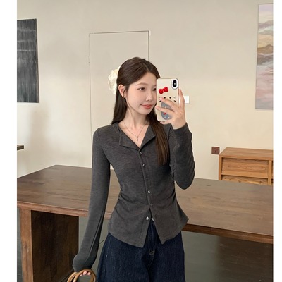 上衣女修身内搭打底衫翻领t恤