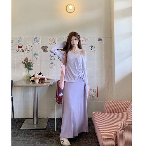 连衣裙薄款漏肩防晒罩衫两件套