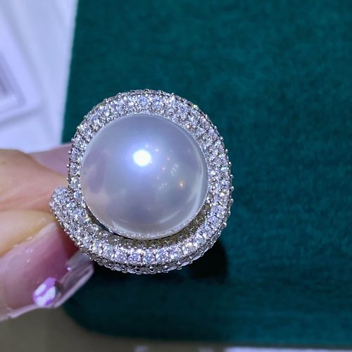 S925银戒指12-13mm冷光爱迪生珍正圆强光