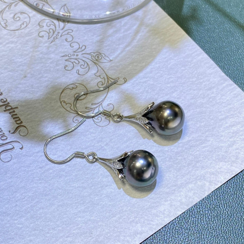 S925银海水珍珠耳环k金工艺不易
