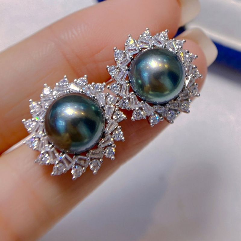 通体s925银海水珍珠耳钉百搭日常