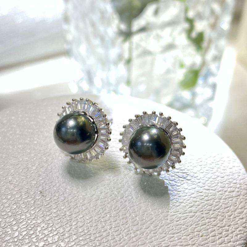 S925银太阳花珍珠耳钉精工精细