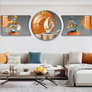 客厅装饰画福禄双全壁画现代轻奢大气三联画寓意好沙发背景墙挂画