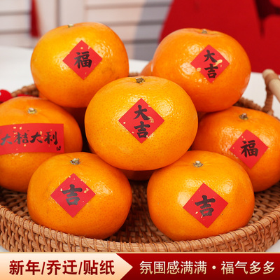 乔迁之喜新年祝福语不干胶福字贴纸春节水果干果装饰小福搬家用品
