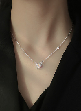 韩国快乐星球项链女夏S925银锁骨链新款小众设计感choker