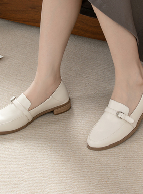 Fruit Fragran圆头英伦风乐福鞋女2025新款百搭低跟一脚蹬通勤鞋