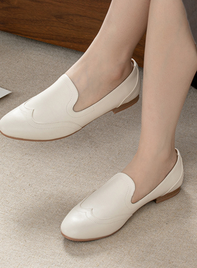 Fruit Fragran英伦风激光雕花圆头乐福鞋软底舒适百搭一脚蹬女鞋