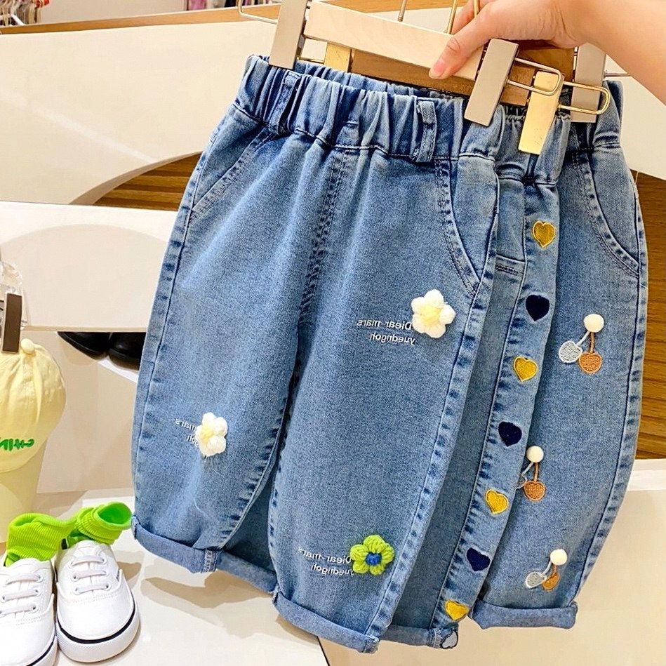 2023春季新款洋气春装中小童女童牛仔裤春秋款宽松休闲裤外穿长裤