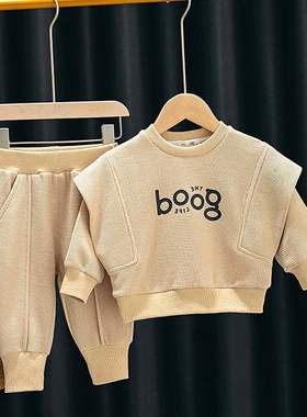 网红时尚外出秋冬宝宝春秋套亲子潮流印花两件套儿童休闲衣服