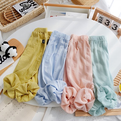 宝宝夏季防蚊裤薄款一岁婴儿夏天裤子男儿童棉麻灯笼裤女童宽松裤