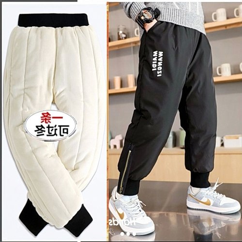 裤秋冬季新款加厚中大童加绒儿童棉裤男童保暖裤子男孩外穿冬天潮