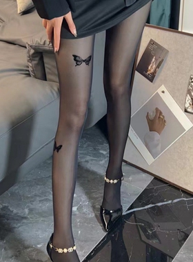 黑色丝袜连裤袜夏季不勾丝性感菠萝袜提臀连裤袜女夏防勾丝蝴蝶档