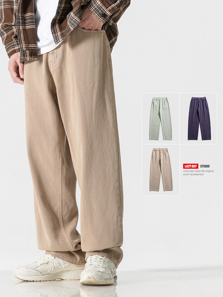 LAZY DAY 오리지널 남성 의류 세트 일본 단색 니트 조끼 남성용 봄 가을 느슨한 스웨터 조끼