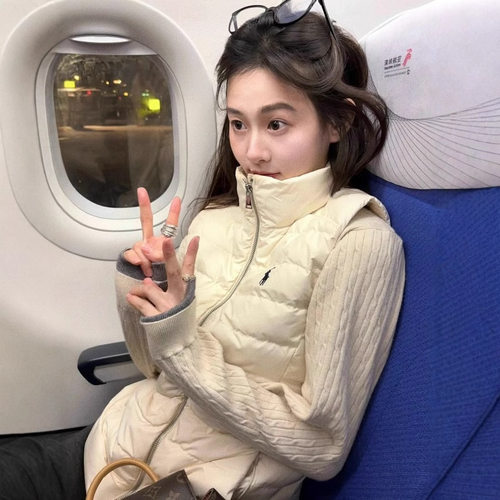 RL拉夫冬季小马标刺绣羽绒马甲白鸭绒女保暖轻薄羽绒服马甲背心