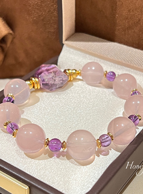 HONEY FOCUS 心轮粉光手串 天然粉水晶中式轻奢手串 多样发其一