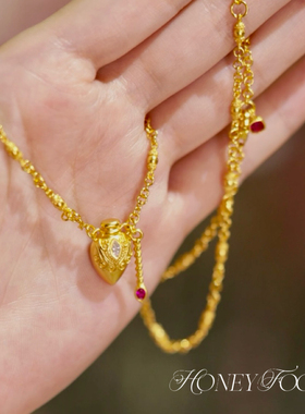 HONEY FOCUS爱情灵药项链 金色轻奢复古优雅坠链均925银合成锆石