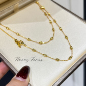HONEY 链子925银 春夏轻奢项链 FOCUS批花珠珠链 百搭金色时尚