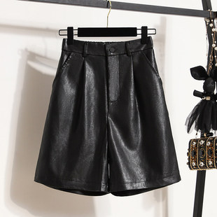 皮短裤女秋冬季外穿2026新款欧货爆款靴裤大码胖mm直筒阔腿五分裤