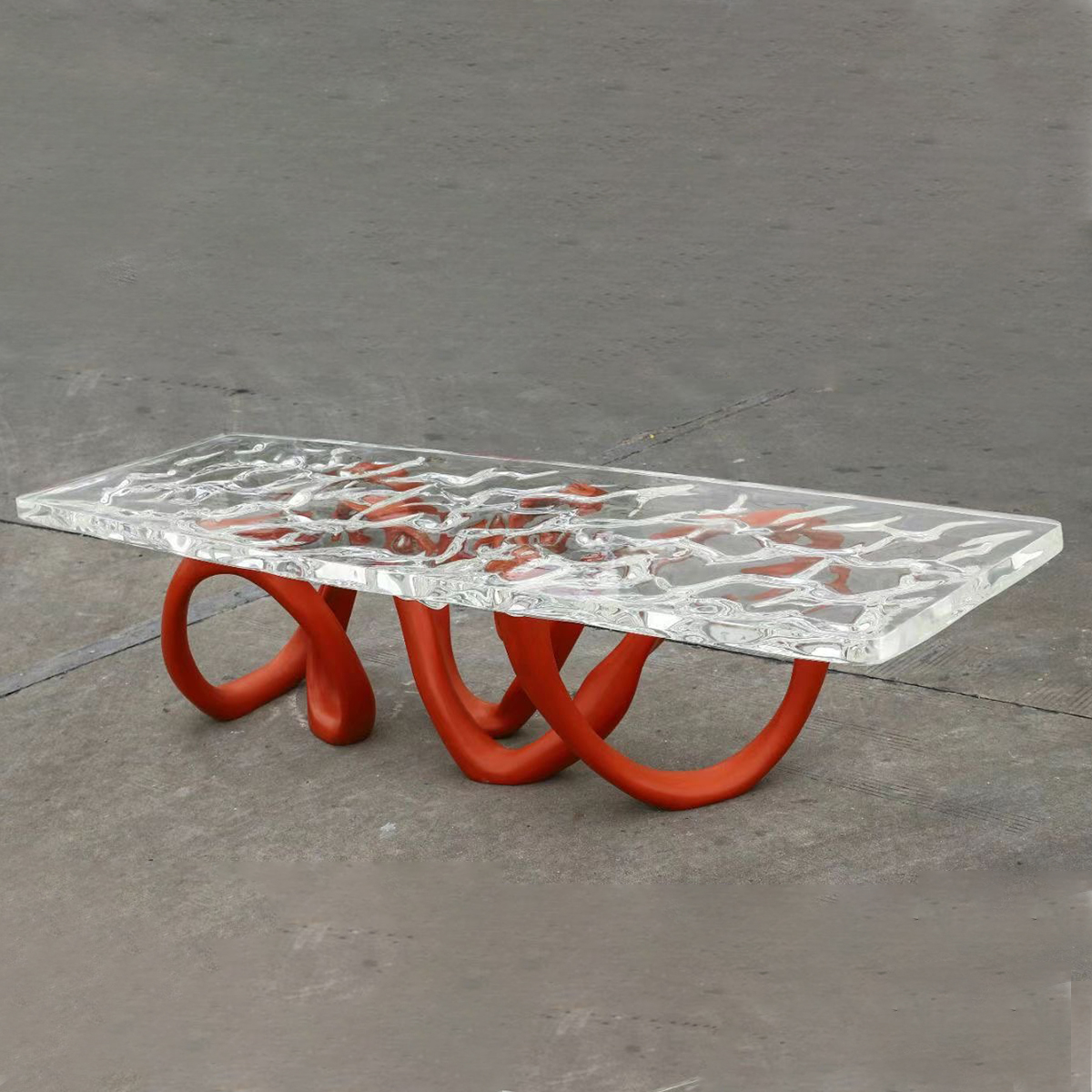 高端水晶茶台定制敦煌飘带飞天餐桌别墅办公室冰川水波纹大板桌子