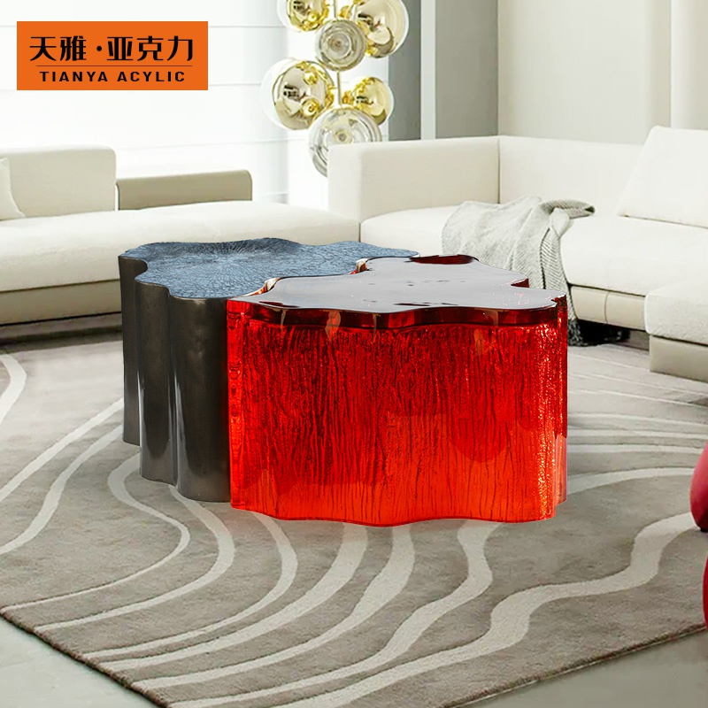 不规则异形茶几客厅家用拼接组合轻奢别墅亚克力透明设计师款桌子