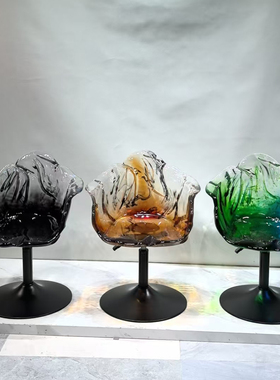 edra高端花瓣椅可旋转餐椅家用轻奢高级感吧台椅设计师款透明树脂