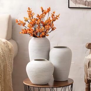 景德镇侘寂风陶瓷花瓶新中式客厅复古插花白色花器高级感陶罐摆件