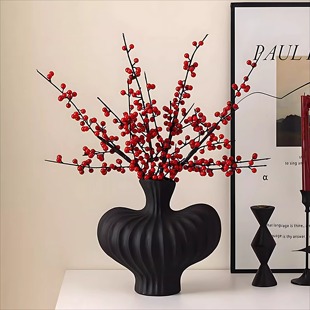 2026新年装饰花瓶仿陶瓷艺术塑料耐摔花器高级感摆件客厅水培插花