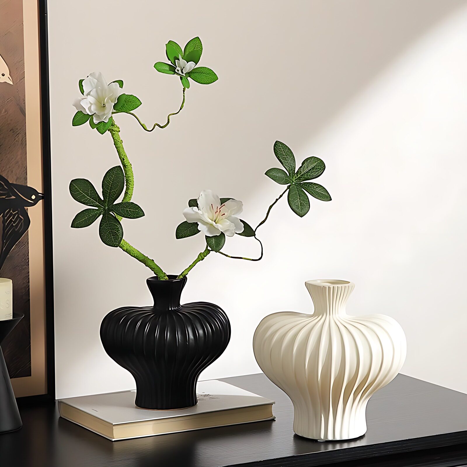 高级感防摔塑料花瓶插花器装饰