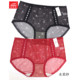 富妮来网纱内裤 女性感红色刺绣高端包臀抑菌速干5002无痕短裤 4261