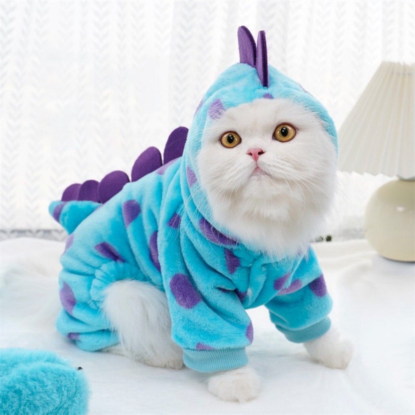 秋冬猫狗法兰绒连帽四脚宠物服