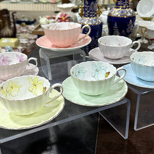 高档田园简约咖啡杯碟欧式水杯 轻奢淡雅花茶杯红茶杯具包邮特价