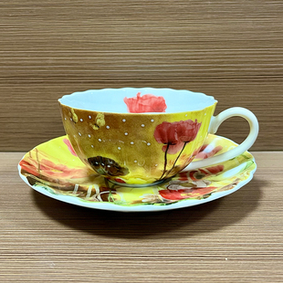 高档田园简约咖啡杯碟欧式水杯 轻奢淡雅花茶杯红茶杯具包邮特价
