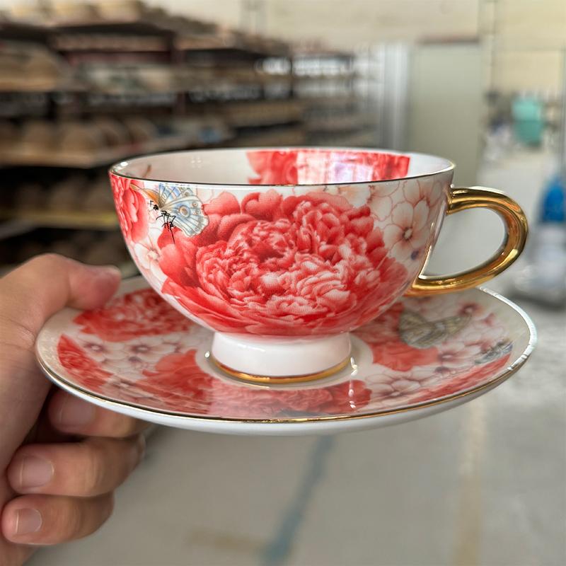 sixth kiln第六窑欧式咖啡杯碟套装淡雅正品骨瓷红茶牛奶杯包邮