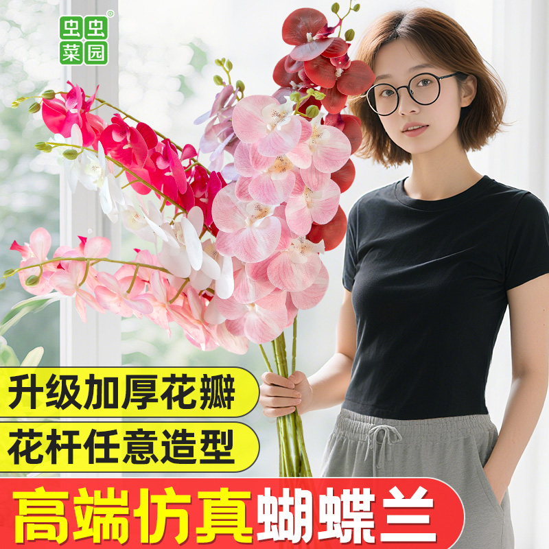 仿真蝴蝶兰假花花艺仿真花摆设高级感逼真摆设轻奢高端床头造景