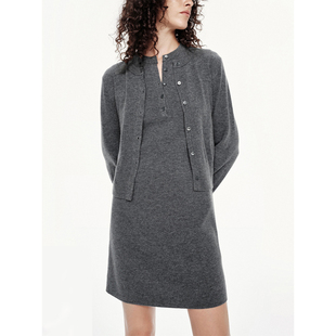 【商场同款】25秋冬新品羊毛羊绒气质修身连衣裙针织开衫两件套女