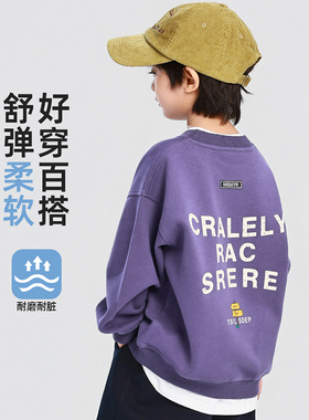 童装卫衣2026春季新款中大童紫色打底衫男童春装男孩洋气休闲上衣