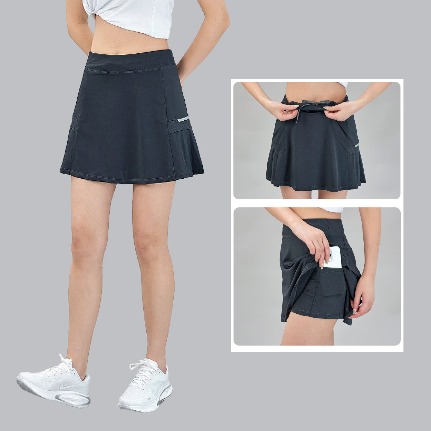 半身裙女速干夏天薄款休闲时尚运动裤裙a字裙防走光松紧系带短裙