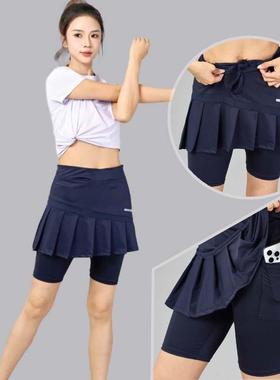 半身裙百褶修身显瘦a字速干松紧腰运动短裙五分裤黑色裤裙羽毛球