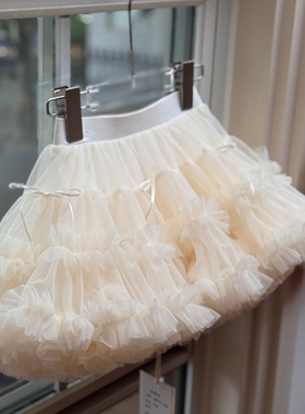 Ja家女童公主风蛋糕裙甜美蝴蝶结装饰半身裙多层网纱蓬蓬裙A字裙