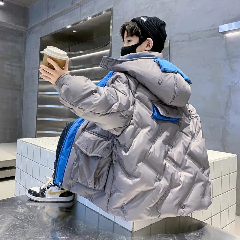 MORILEON 男童羽绒服2025冬季新款中大童中长款男孩轻薄工装外套