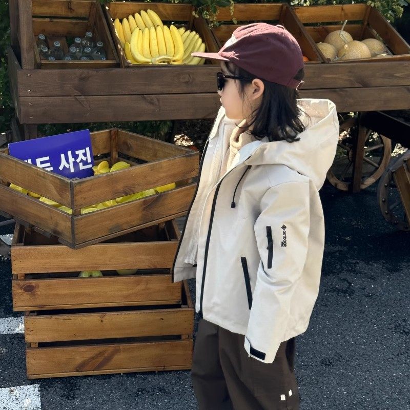 韩国儿童户外冲锋衣秋冬三合一可拆卸男童女童防风防污外套