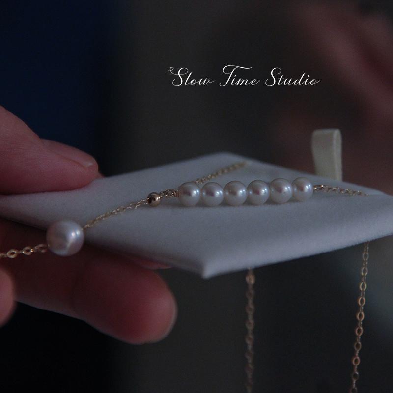 天然淡水珍珠项链平衡木坠落感优雅复古项链送闺蜜礼物14K包金